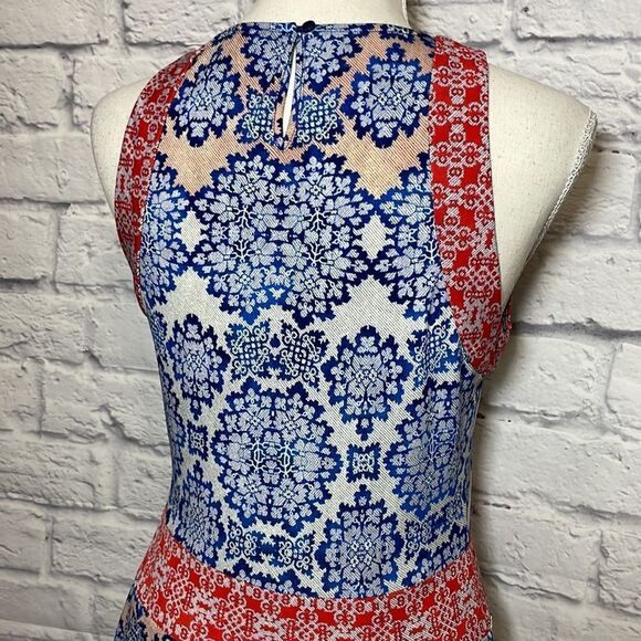 BCBGMAXAZRIA Nadia Multicolor Criss-Cross Fit and Flare Dress Size Small - Picture 9 of 15